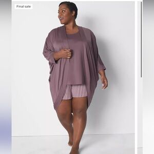 Cacique NWT Women’s DreamyCool Cocoon Robe Flint Purple Size 26-28‎